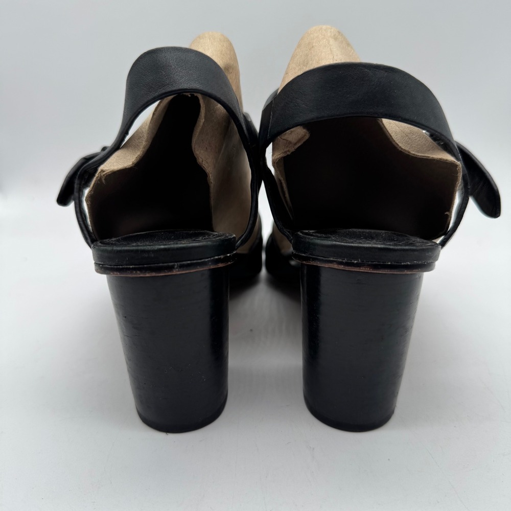 Coach Phoebe Women's Heeled Sandals Black Leather W/Black Chain Block Heel 6 - Picture 4 of 7